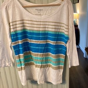 Old Navy White and Blue Striped Top